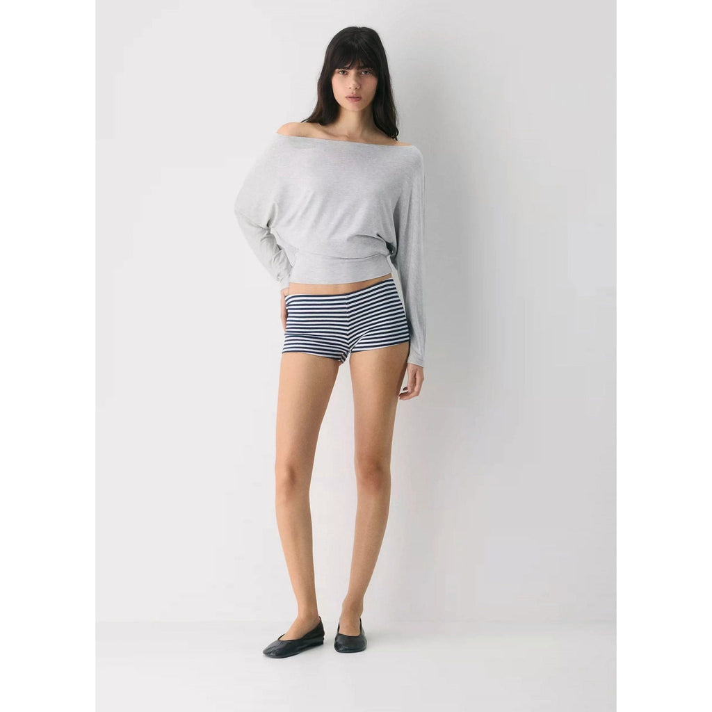 Boat neck one-shoulder top