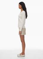 French Rayon V-neck Cardigan with lock