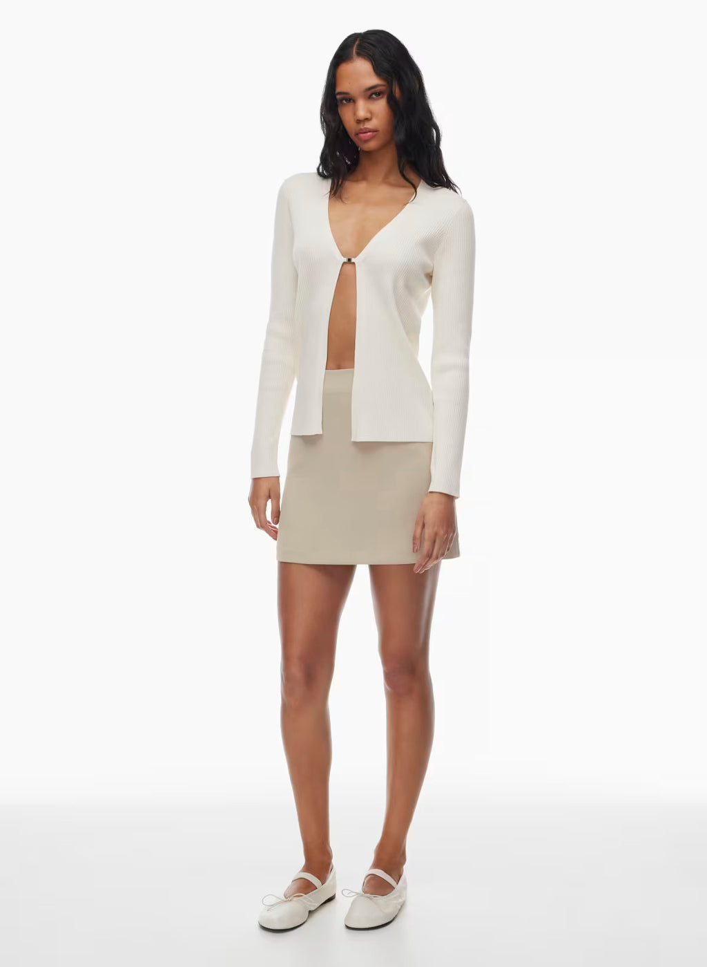 French Rayon V-neck Cardigan with lock