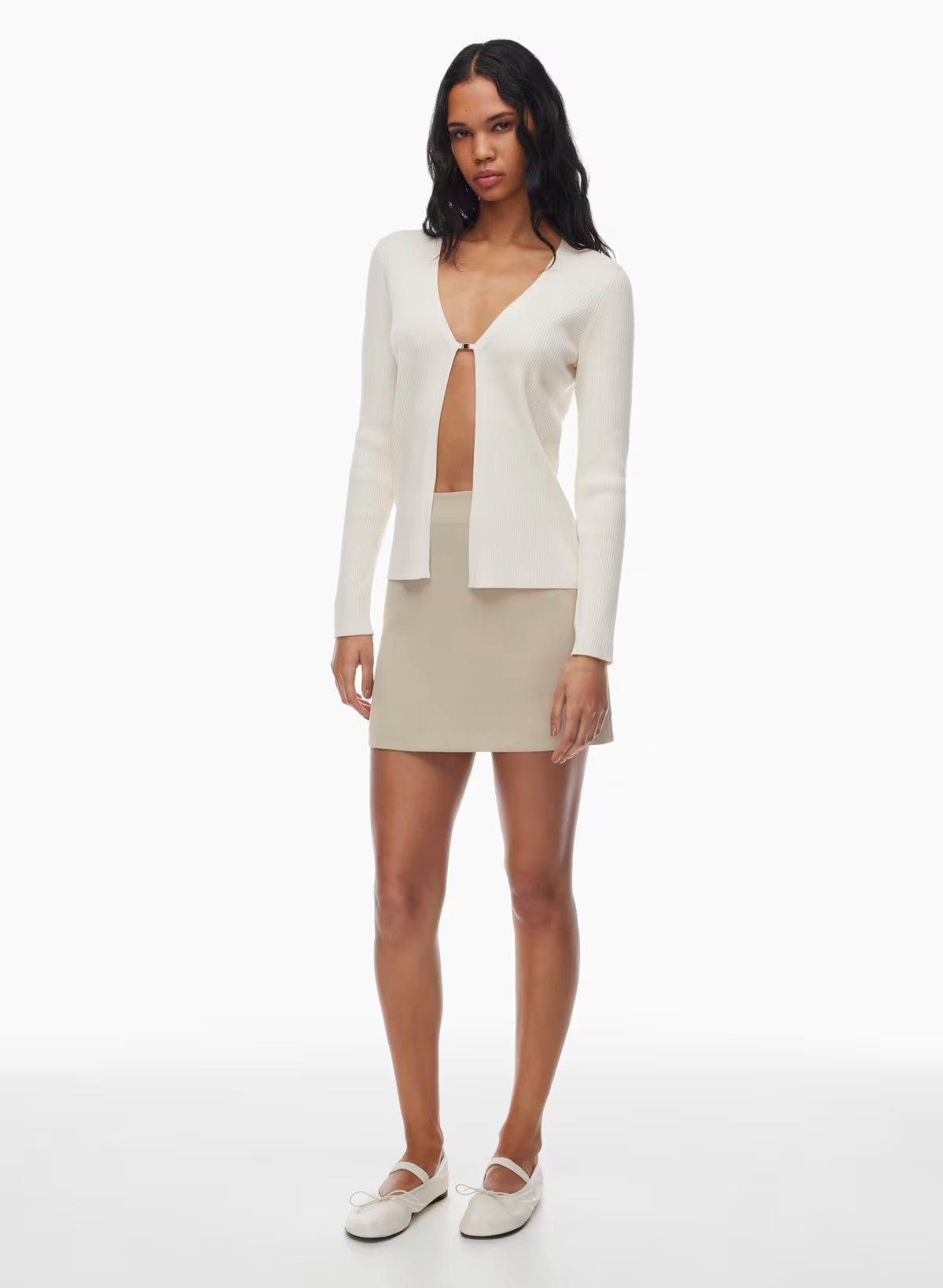 French Rayon V-neck Cardigan with lock
