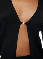 French Rayon V-neck Cardigan with lock