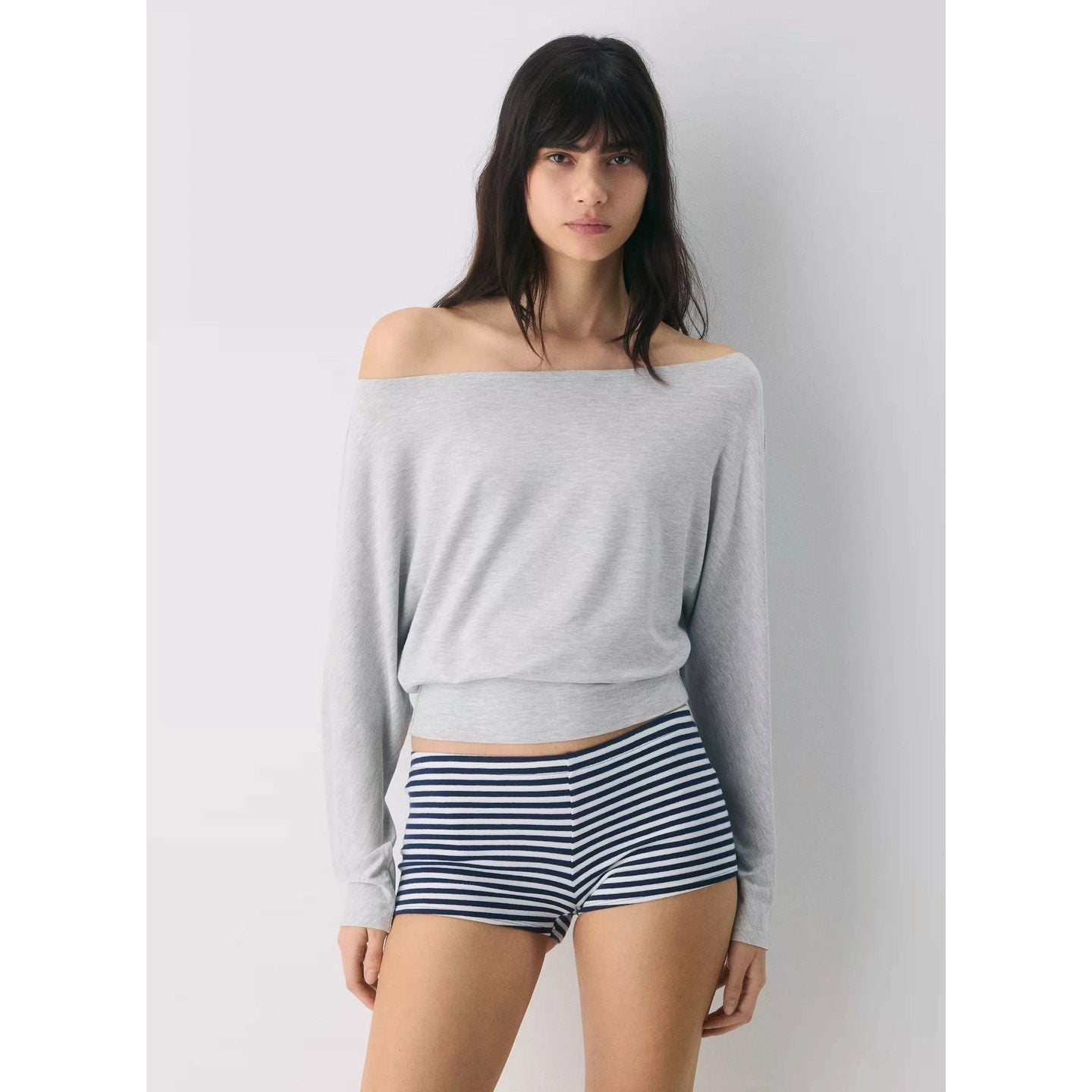 Boat neck one-shoulder top
