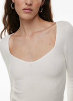 French Knit slim fit V-neck Top