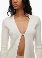 French Rayon V-neck Cardigan with lock