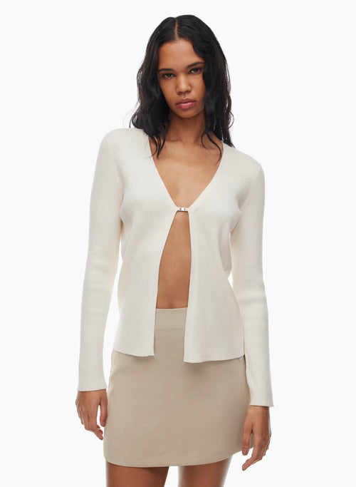 French Rayon V-neck Cardigan with lock