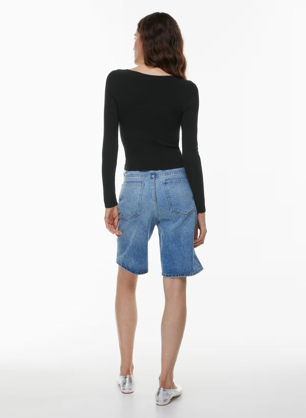 French Knit slim fit V-neck Top