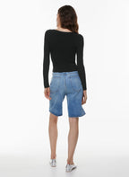 French Knit slim fit V-neck Top