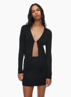 French Rayon V-neck Cardigan with lock